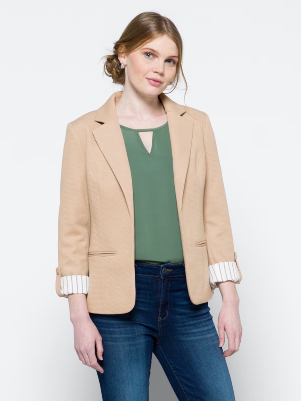 41 Hawthorn Natalie Knit Blazer Beige Women Women's L